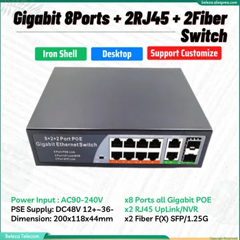 x8 Bağlantı Noktaları GİGA Anahtarı 10/100 / 1000Mbps 4P + 1 + 1 Gigabit Fiber Ağ Anahtarı Lan Hub Yüksek Performanslı Ethernet Akıllı Switcher
