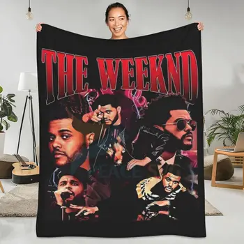 The Weeknd Battaniye Müzik Turu Retro Piknik Flanel Yatak Atar Süper Yumuşak Oturma Odası Özel DIY Yatak Örtüsü Doğum Günü hediyesi