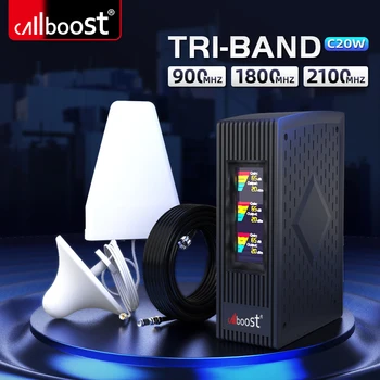 Callboost GSM 2G 3G 4G Triband Güçlendirici 900 1800 2100 Hücresel Amplifikatör 4G LTE Ağ İnternet Cep Telefonu Tekrarlayıcı Anten
