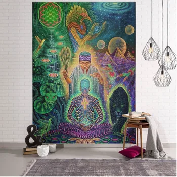 Goblen psychedelic karakter sanat ev duvar asılı hippi bohemian estetik yatak odası dekorasyon duvar arka plan kumaş