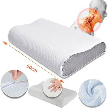 Ortopedik hafızalı köpük yastık-Boyun Ağrısı giderici için Yavaş Ribaund Boyun Yastığı-Ergonomik ve Rahat Uyku