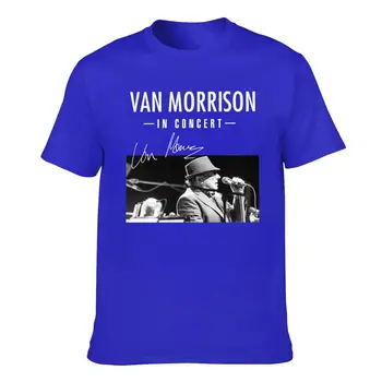 Van Morrison Konser Ağır Pamuk Tüm Boyut Mavi Unisex Gömlek C2402 uzun kollu