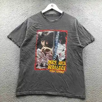 Pulp Kurgu Bayan Mia Wallace T-Shirt erkek Büyük L Kısa Kollu Grafik Gri