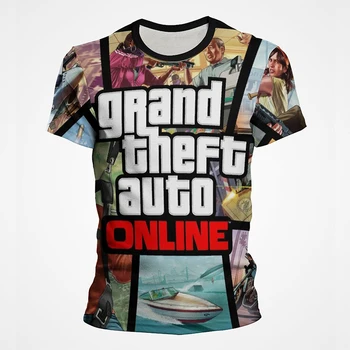 Grand Theft Auto T Shirt Erkek Kadın Serin Gta 4 5 6 Tee Moda 3D Baskı T-shirt Yaz Kısa Kollu Streetwear Giyim Tops