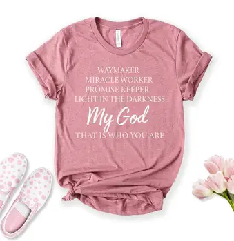 Inanç Waymaker Dini Hıristiyan Manevi Gömlek Streetwear %100 % Pamuk Komik Mektup baskı Grafik O boyun Bayanlar Damla nakliye