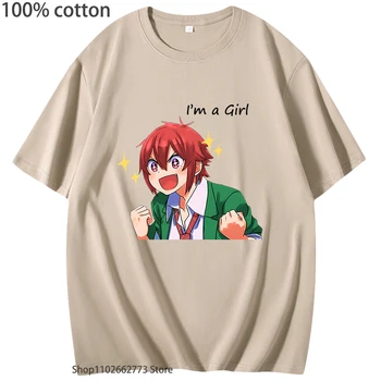 Tomo Chan Sevimli Gömme Scoop T-Shirt Anime Tomo-chan Bir Kız Gömlek %100 % Pamuk Tee Erkek / kadın Giyim Unisex yaz giysileri Y2k
