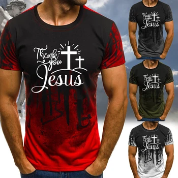 Erkek Moda 3D baskı Gömlek Kısa Kollu Unisex Yaz Spor Tees Casual Hıristiyan hoş T-shirt