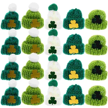25 adet Mini Örgü Şapkalar Aziz Patrick Mini örgü şapkalar Aziz Patrick Mini Kapaklar DIY için