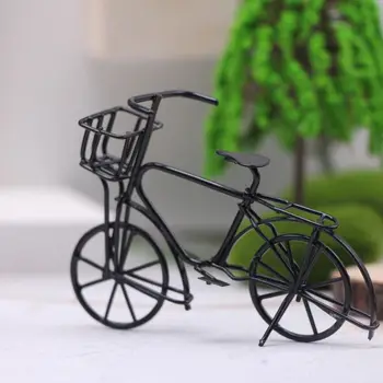 Demir Sanat Bisiklet Modeli Dekorasyon Modeli Siyah El Yapımı Bisiklet Minyatürleri Eski moda Küçük Minyatür Sahne