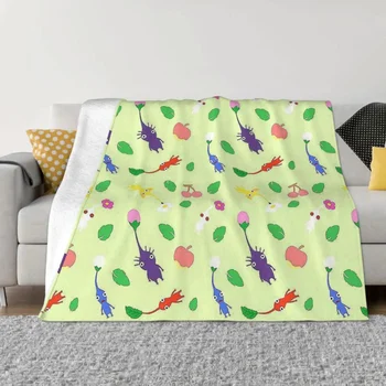 Oyun battaniye flanel dekorasyon sevimli Pikmin desen taşınabilir ev yatak örtüsü
