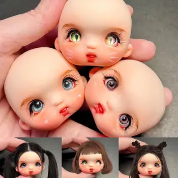 Yeni 1/8 Bebek Kafası İle Vücut Makyaj Kedi Gözler Kız Bebek Makyaj Kız Bebek Kafası İle 3D Renkli Gözler