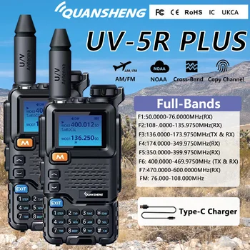 2 ADET Quansheng UV 5R Artı Walkie Talkie 8W Hava Bandı FM Radyo UHF VHF DTMF Scrambler NOAA Kablosuz Frekans İki Yönlü Amatör Radyo K5