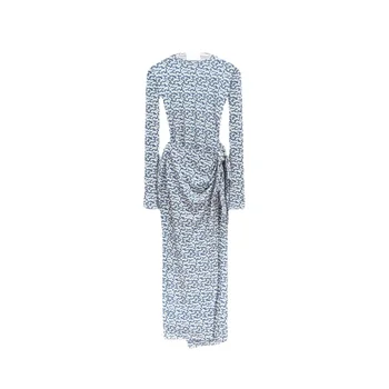 VII 2023 Marka Sonbahar ve Kış kadın Giyim Zarif Vintage Baskılı Örgü Düğümlü Tasarım Uzun Elbiseler Ücretsiz Nakliye Teklifleri