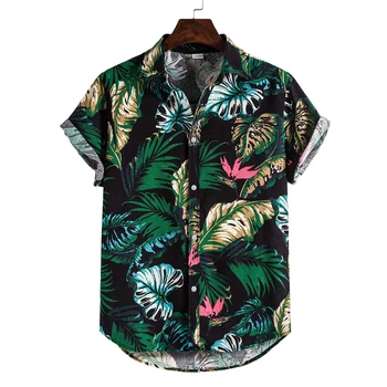 Hawaii Çiçek Bluz Erkek Giyim Yaz Plaj Kısa Kollu Gömlek Moda Y2k Üstleri günlük t-shirt Tees Vintage Polo Karışımlı