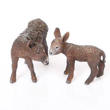 Aksiyon ve Oyuncak Figürü Plastik Simülasyon Heykelcik Eşek çiftliği hayvan setleri 2 adet Koleksiyon Bebek Aksesuarları çocuk oyuncakları