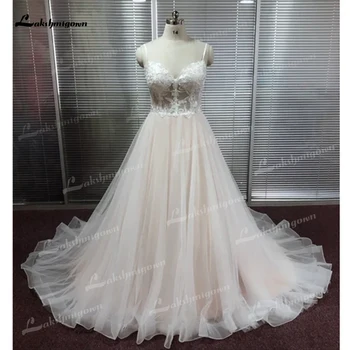 Lüks Boho düğün elbisesi Aplike Cömert Bir Çizgi 2022 Robe Longue Tül Gelinlikler Vestidos Noivas