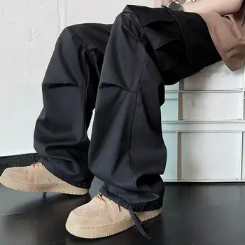 Çoklu Cep Kargo Pantolon Streetwear erkek Kargo Pantolon Elastik Bel Çok Cepler Hip Hop Tarzı Pantolon Rahat
