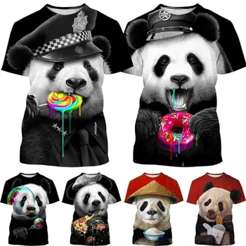 Yeni Sevimli Panda 3D Baskı Grafikler T Shirt Popüler Hayvan Rahat O Boyun Kısa Kollu Üst Moda Yaz Erkek Kadın Çocuk Tee gömlek