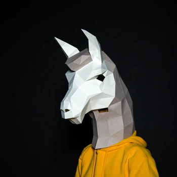 3D Kağıt Modeli Alpaka baş maskesi Başlık Hayvan Modeli Cadılar Bayramı Cosplay Sahne Aile Oyunları Giyinmek DIY Ebeveyn-çocuk oyuncakları Hediye
