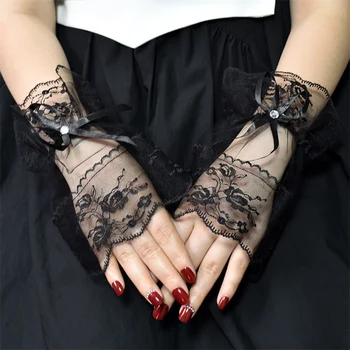Kadın Kısa Dantel Kol Kollu Siyah Beyaz Hollow Sahte Kollu Manşetleri Lolita Gotik Parmaksız Eldiven Kazak Dekorasyon Yanlış Manşet