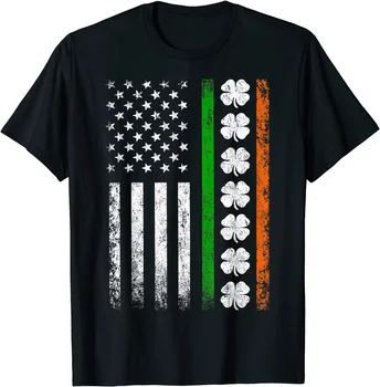 İrlandalı Amerikan Bayrağı İrlanda Bayrağı ST PATRİCK GÜNÜ Hediyeleri Şanslı T-Shirt