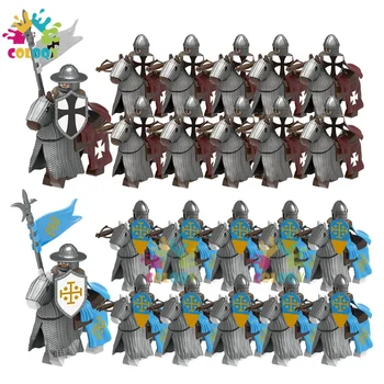 Yeni Çocuk Oyuncakları Orta Yaş Süvari Yapı Taşları Templar Şövalye Mini Aksiyon Figürleri Savaş at oyuncakları Çocuklar İçin Doğum Günü Hediyeleri
