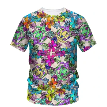 İlkbahar Ve Sonbahar erkek Giyim Bitki Desen T-Shirt 3d Baskılı Yuvarlak Boyun Gevşek Eğlence Spor Çabuk Kuruyan Uzun Kollu Üst