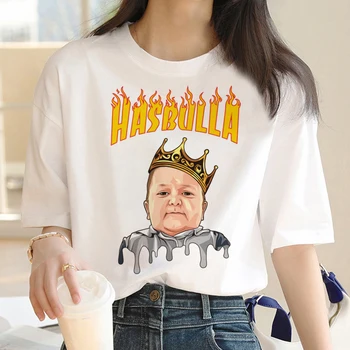 Hasbulla t-shirt kadın komik Y2K tshirt kadın Japon giyim
