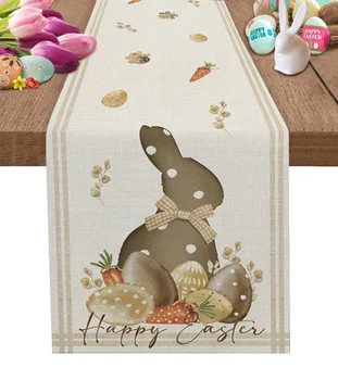 Paskalya Okaliptüs Yumurta Tavşan Polka Dot Süslemeleri Kahve masa süsü Masa Örtüsü Masa Mutfak Dekoratif Masa Koşucu