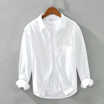 Japon Trend Uzun kollu Gömlek erkek İlkbahar ve Sonbahar Rahat Beyaz Gömlek Gençlik Sanat Gevşek Pamuklu Gömlek