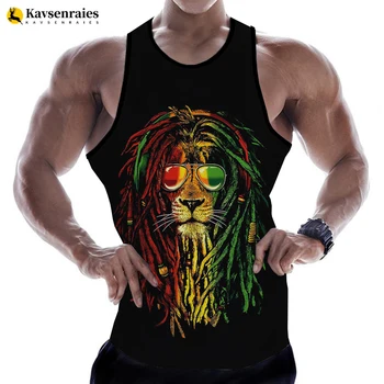 2023 Yeni Moda Reggae Bob Marley 3D Tankı Üstleri Hip Hop Harajuku Rahat Kolsuz Gömlek Serin Streetwear Üstleri erkek Giyim