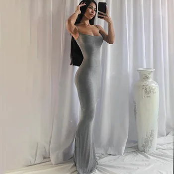 Yeni Moda Seksi Skims yaz elbisesi Backless Akşam Maxi Elbise Kadınlar Partisi Kulübü Bayanlar Şeftali Kalça Zarif Uzun Elbiseler Kadın