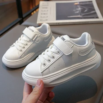 2024 Yeni Moda Çocuklar Beyaz Sneakers Yumuşak tabanlı ayakkabılar Erkek Kız için kaymaz Platform Yürümeye Başlayan Rahat Daireler Açık Çocuk Ayakkabıları