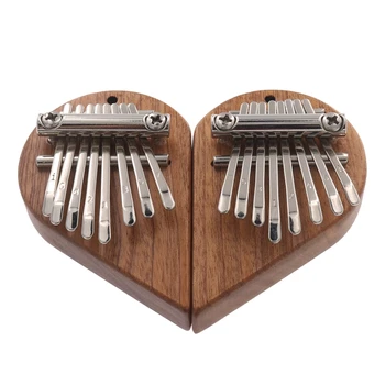 2 Paket Sol Ve Sağ Kalp Şeklinde 8 Anahtar Mini Kalimba Parmak Başparmak Piyano Marimba Enstrüman