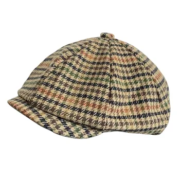 Balıksırtı Sekizgen Şapka Kadın Sonbahar Kış Kap İngiliz Retro Moda Newsboy Kap NC08