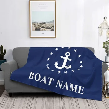 Koyu Mavi Deniz Dekoratif Çapa Battaniye Pazen Özelleştirilebilir Battaniye Yumuşak Nefes Termal Yatak ve seyahat battaniyesi