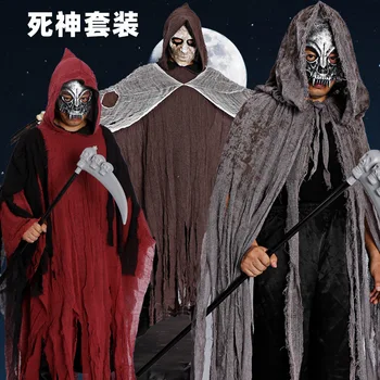 Cadılar bayramı kostüm İblis Vampir Pelerin Grim Reaper Pelerin Korku Sahne kostüm Partisi gösterisi giyinmek