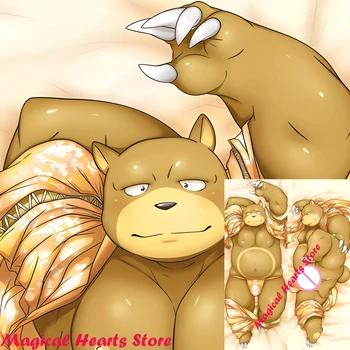 Dakimakura Anime Kahverengi Ayı Çift Taraflı Baskı Yaşam boyutu vücut yastığı Kapak Yastık Kılıfı