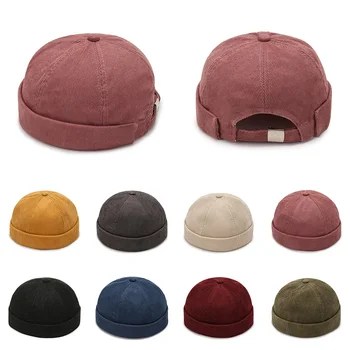 Erkek Pamuk Brimless Skullies Kap Düz Renk Sokak Taşınabilir Docker Şapka Çok Amaçlı Bere Şapka Hip Hop Şapka Docker Kapaklar
