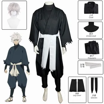 Cehennem cenneti Gabimaru Cosplay Kostüm Jigokuraku Ninja Siyah Üniforma Kısa Beyaz Peruk Parti Karnaval Olay Erkekler Cosplay Kostüm