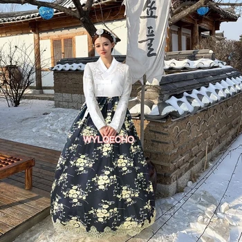 Geleneksel Kore Giyim Hanbok Elbise Kadın Mahkemesi Ulusal Kostüm Hanbok Mujer Dans Cosplay Gerçekleştirmek Düğün Seti 한복 Kadın