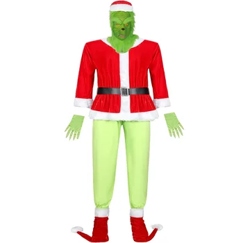 Cadılar Bayramı kostüm Noel Baba Noel Canavar Grinch Cosplay Noel Elbise