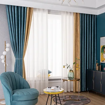 Lüks ve Yüksek hassasiyetli Jakarlı Koyu Desenli Perdeler Yatak Odası Oturma Odası için Avrupa Tarzı Modern Minimalist Perde