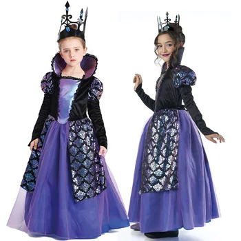 Alacakaranlık Prenses Cosplay Elbise Çocuklar Kızlar için Ortaçağ Mor Mahkemesi Elbise Çocuk Cadılar Bayramı Giyinmek doğum Günü partisi kostümü