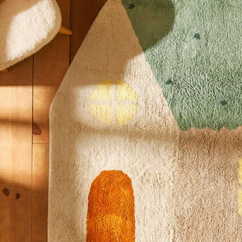 Basit Sevimli Ev Şekli yatak odası halısı Çocuk Odası emekleme paspası Yumuşak Anti-sonbahar Halı Çocuk Odası Alanı Kabarık Halı Karikatür Başucu