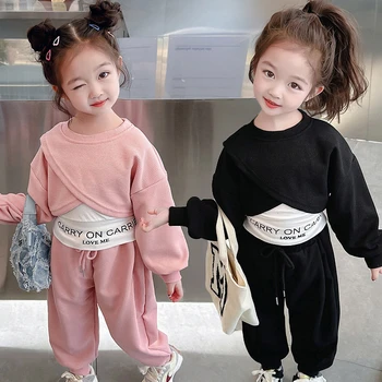 2023 üç adet set bağlantı noktaları Moda Mektup Japon Basit Düz Renk Seti Kore Tarzı İlkbahar ve Sonbahar Yeni Kızlar Sıcak