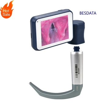 BESDATA HD Görüntü Yeniden Kullanılabilir Paslanmaz Çelik El Miller0 MAC1 Video laringoskop Kiti 6 bıçaklı Pediatrik ve Yetişkin için