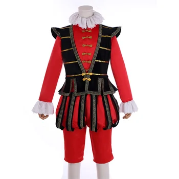 Tudor Elizabeth Kral Cosplay Takım Elbise Ortaçağ Giyim Yetişkin erkek Asil erkek Takım Elbise Tudor Şövalyeleri Cosplay Kostüm Kırmızı Takım Elbise