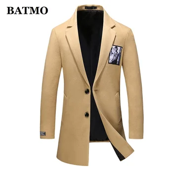 BATMO 2021 yeni varış sonbahar yüksek kaliteli yün trençkot erkekler, erkek yün ceketler artı boyutu M-5XL F12