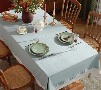 Düz renk lüks masa örtüsü, dikdörtgen masa örtüsü, sehpa, yama, iki katmanlı centerpiece